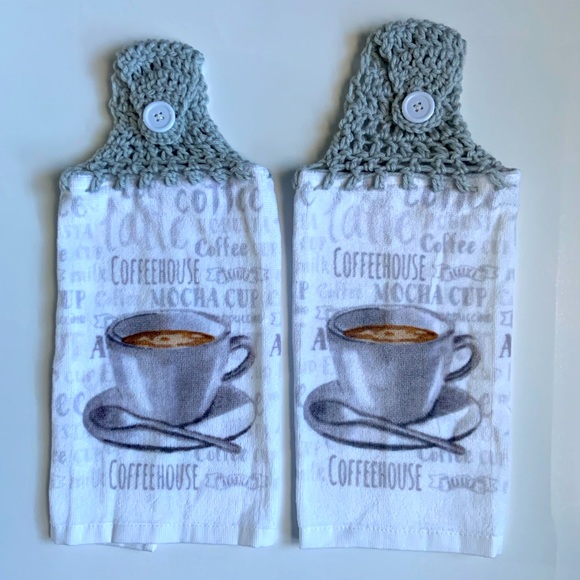 Relisted HAND CRAFTED Coffee House Hanging Kitchen or Bathroom Hand Towels - Picture 3 of 8